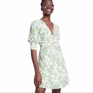 Rixo x Target Puff Sleeve Mini Green/Ivory Dress